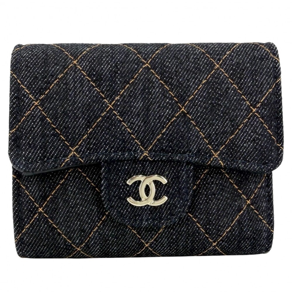 CHANEL Blue Logo Wallet